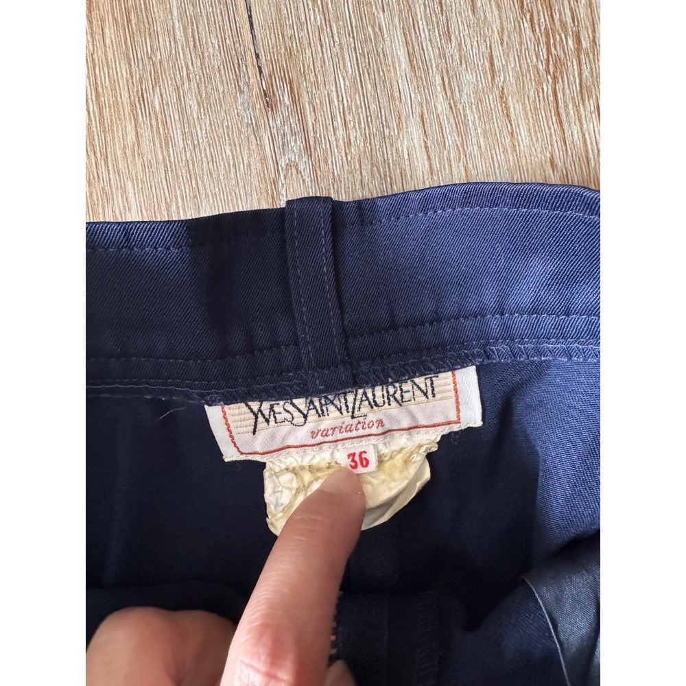 Yves Saint‎ Laurent Navy Blue Pleated High Waist Wool Trousers Size 36 - Picture 4 of 7